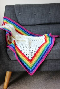 Rainbow Edged Granny Square Blanket