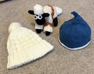 Second hat for new grandson from the  left over yarn.