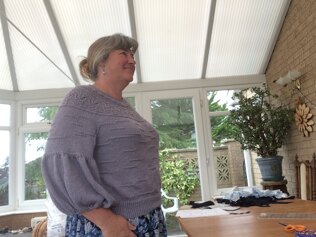 Balloon sleeve jumper with patterned yoke