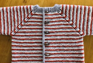 Striped Aran Garter Stitch Cardigan