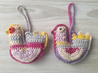 lavender filled crochet birds