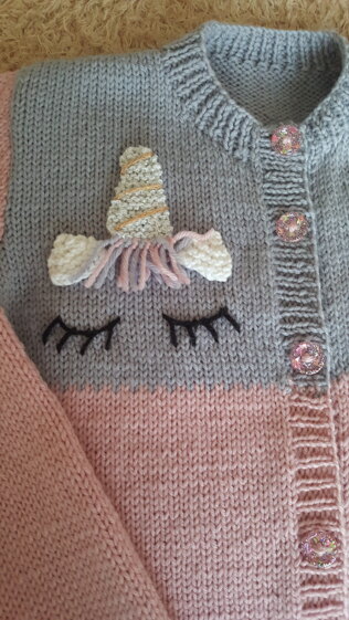 Ella's unicorn cardigan