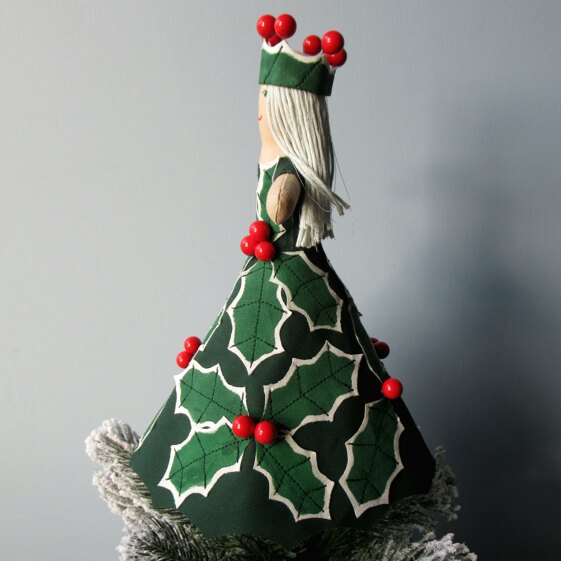 Holly Queen Christmas Tree Topper or Table Decoration