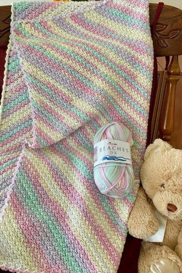 Crochet Suzette Stitch Corner-to-Corner Baby Blanket - King Cole Beaches and Cream