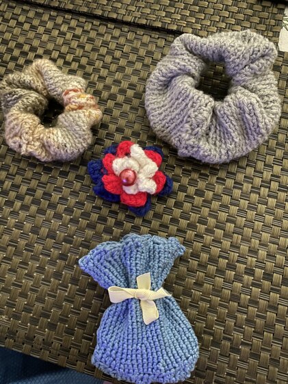 Hair scrunchies and lavender bag
