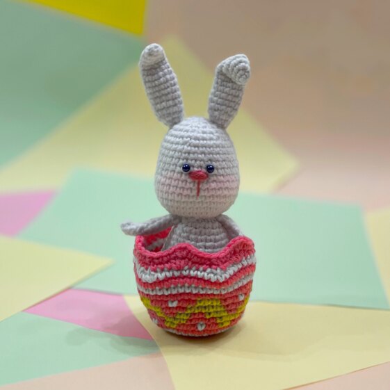 Bunny in cracked eggshell