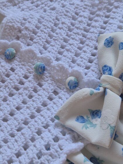 Vintage Bloom- Crochet & Fabric Baby Dress