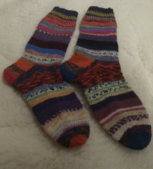 Sox from various leftover sock wools.