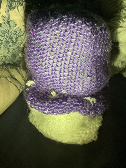Knitted purple mushroom