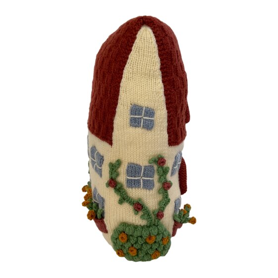 Home House Shaped Cushion with Window Boxes and Ivy