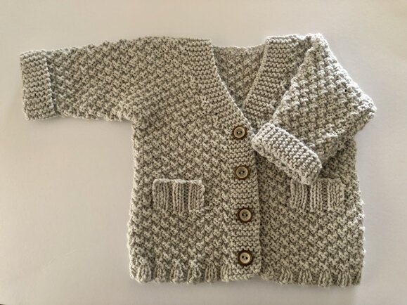 Baby Boy V Neck Seed Stitch Cardigan