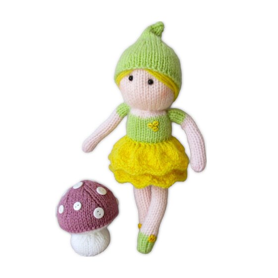 Buttercup Fairy Doll and Toadstool