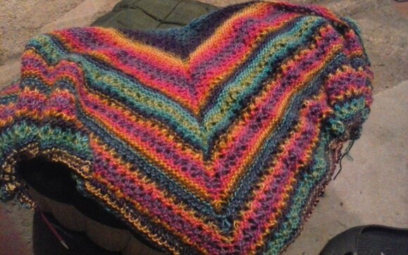 Rainbow simple lace shawl