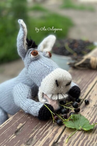 Knitted donkey friend Shrek