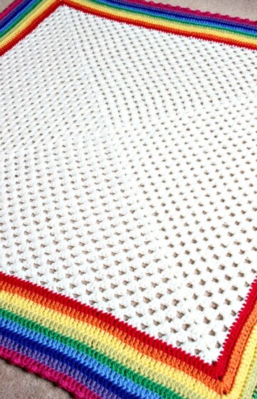 Rainbow Edged Granny Square Blanket
