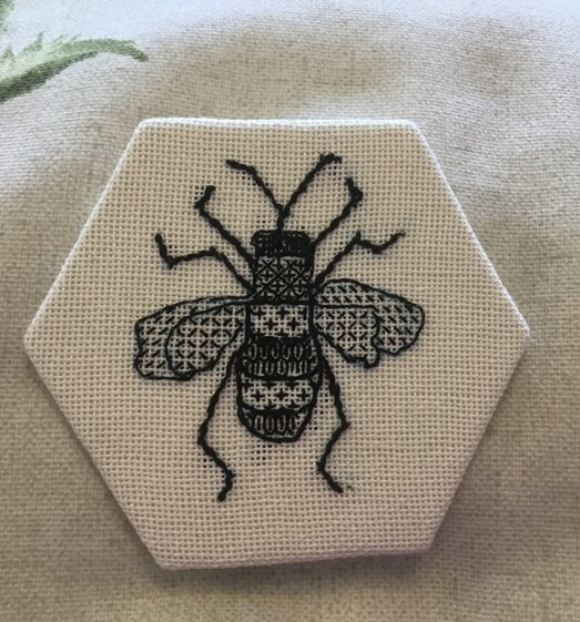 Bees Four and Five: Blackwork and Whitework