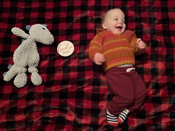 Gradient Waffle Knit Baby Jacket