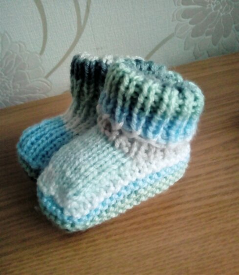 Baby Boy Beanie Hat, Mittens and Booties