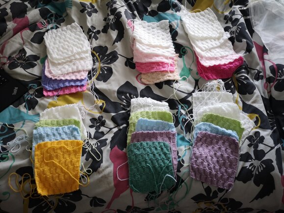 Finishing Grandma June's baby squares