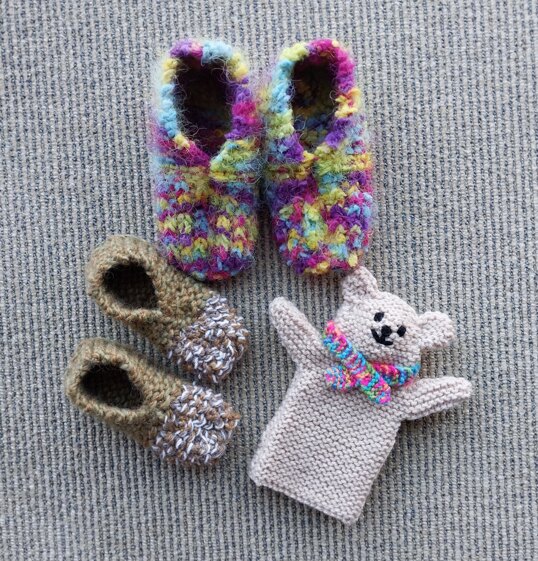 Teddy hand puppet and slippers