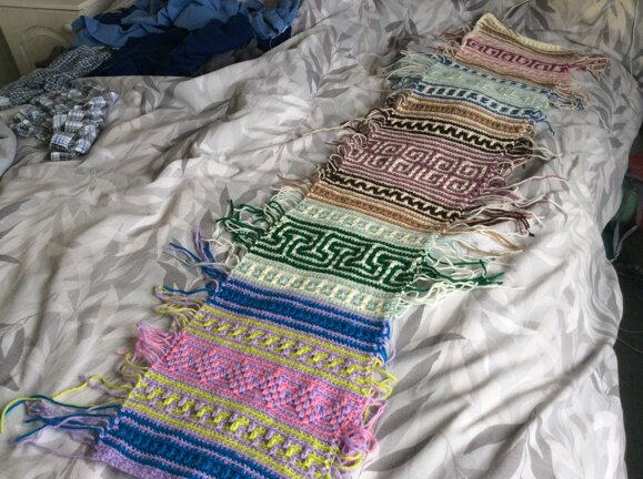 Overlay mosaic runner/wrap/longish scarf