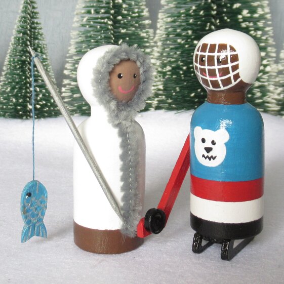 Winter Sports and Activities Peg Doll Decorations