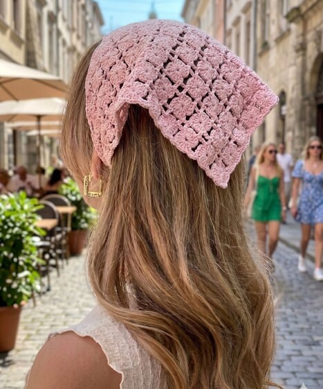 Crochet Bandana Pattern PDF | Flower Lace Triangle Head Scarf | Summer Hip Wrap | Summer Crochet tee