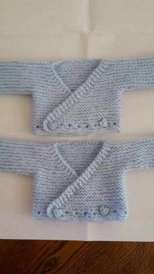 Preemie crossover cardis for twin boys