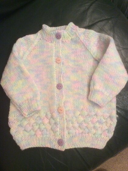 Bubble Baby Cardigan in Peter Pan Merino Baby DK 50g