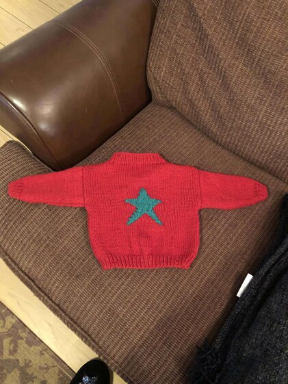 red baby cardigan star on back