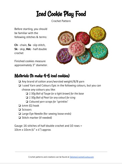 Iced Cookie Play Food Pattern
