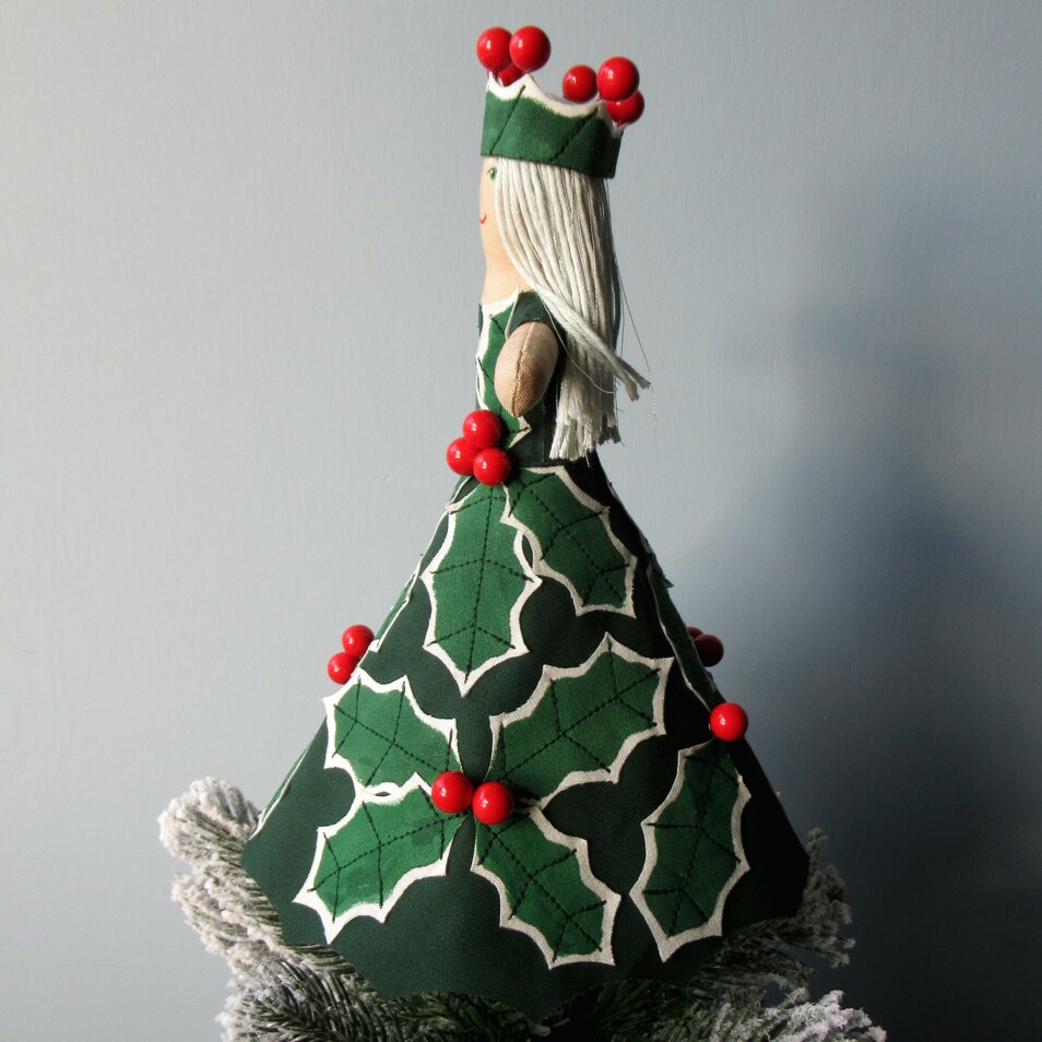 Holly Queen Christmas Tree Topper or Table Decoration