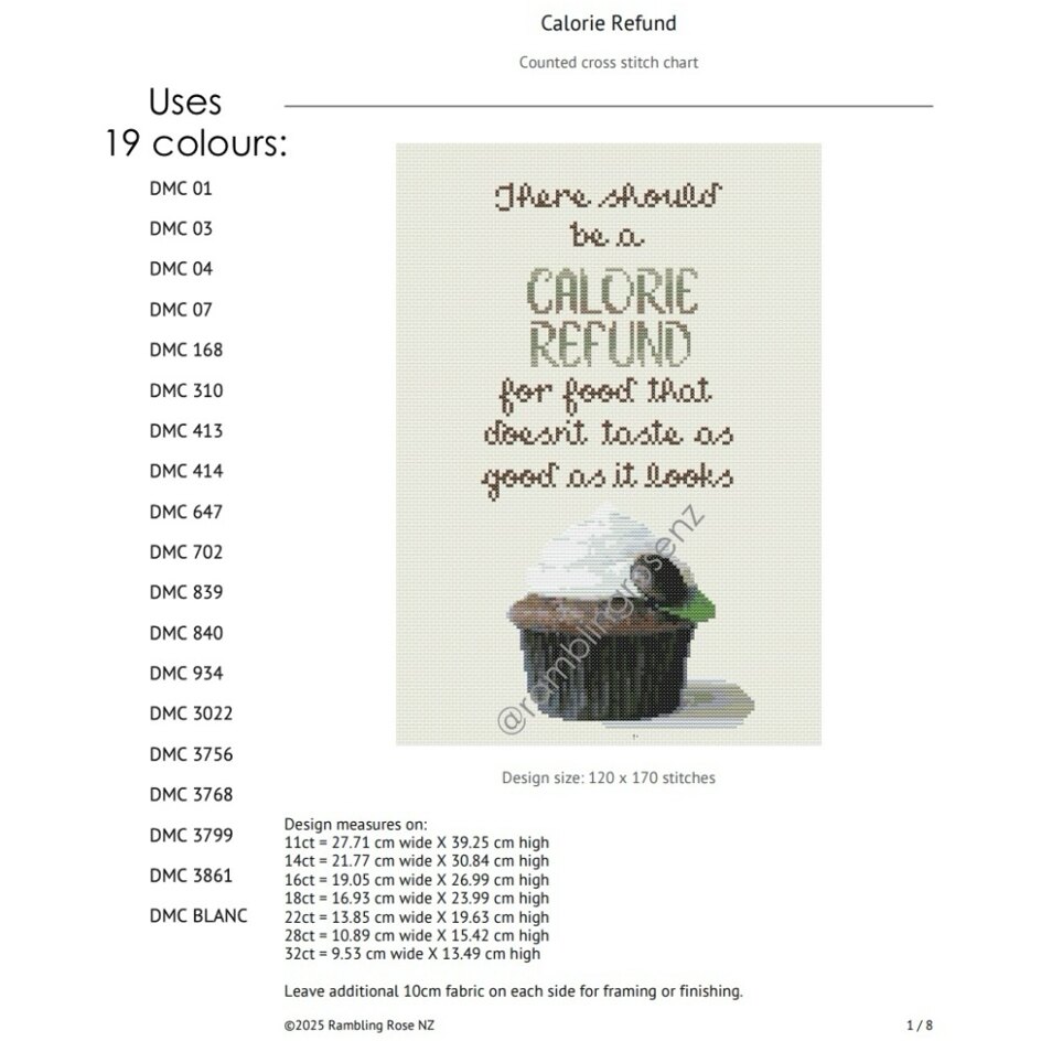 Calorie Refund - Counted Cross-stitch
