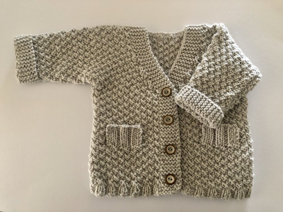 Baby Boy V Neck Seed Stitch Cardigan