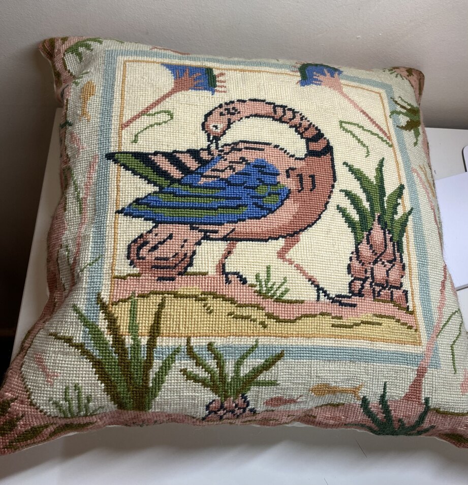 Re-backed old tapestry cushion