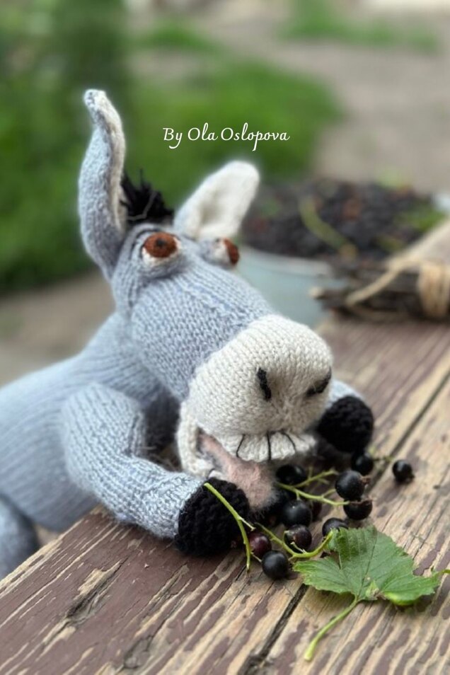 Knitted donkey friend Shrek