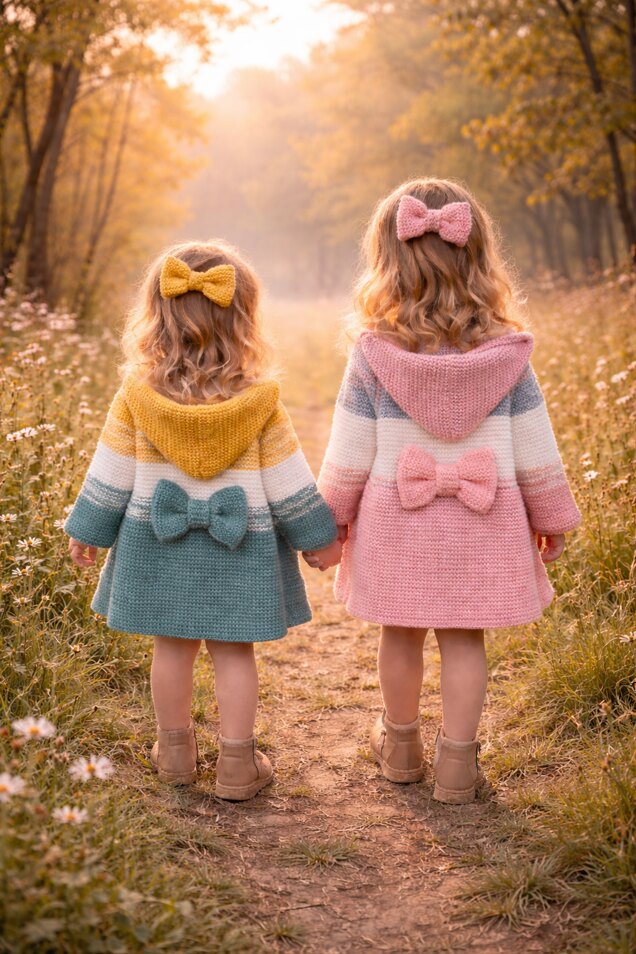 Baby Hoodie with Bow &amp; Heart Buttons