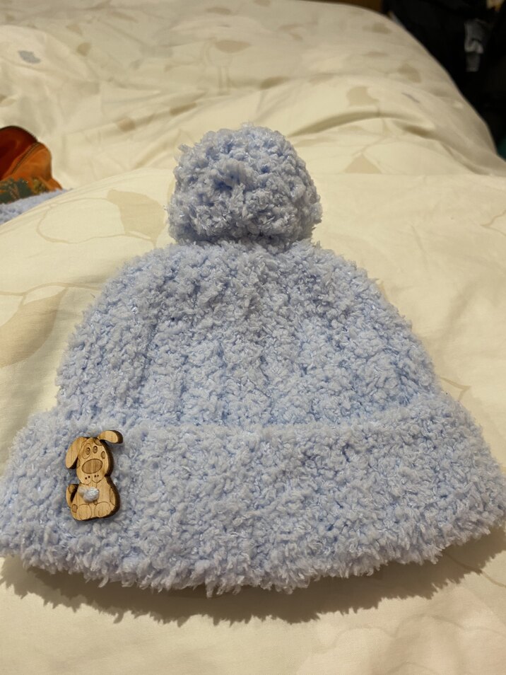 baby and rainbow beanie 