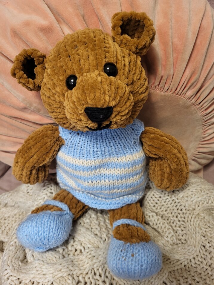 Oversized Bear in striped dress