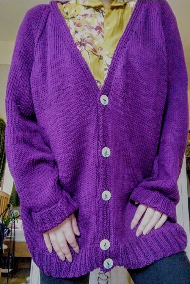 Lavender Menace cardigan