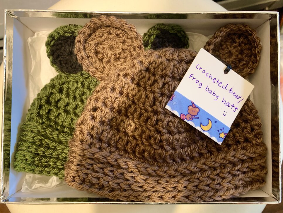 Bear & Frog Baby Hats