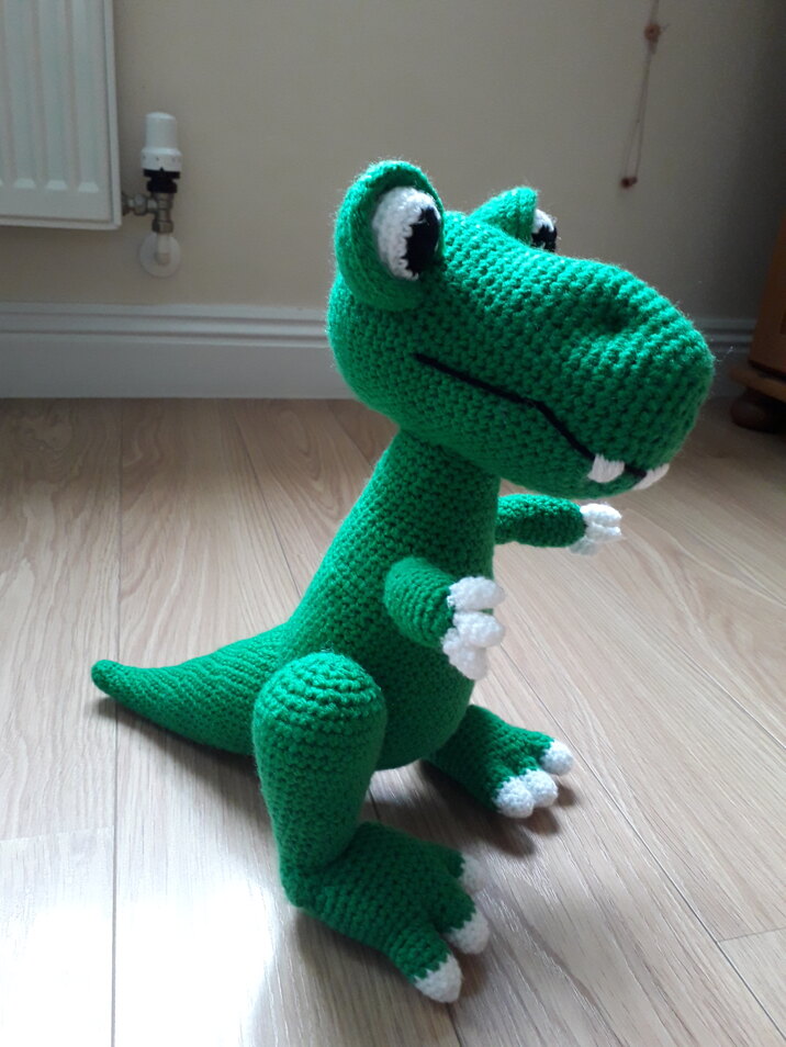 Dinosaur T-RexLook what I found on Etsy: https://www.etsy.com/uk/listing/1663345648/little-blue-t-re